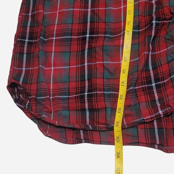 Victoria's Secret Red and Green Plaid Button Up Flannel Shirt - Size Large - Picture 4 of 6